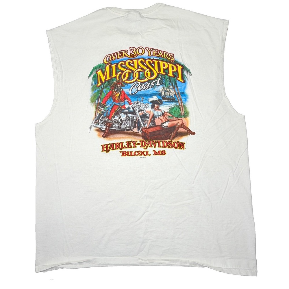 Harley Davidson Biloxi Mississippi Coast Shirt Mens 3XL Sleeveless Pirate Biker
